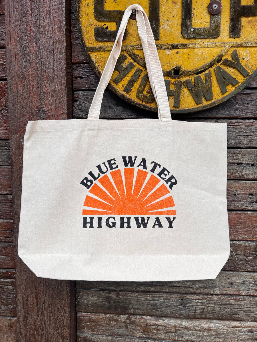 Sunrise tote bag blue water highway
